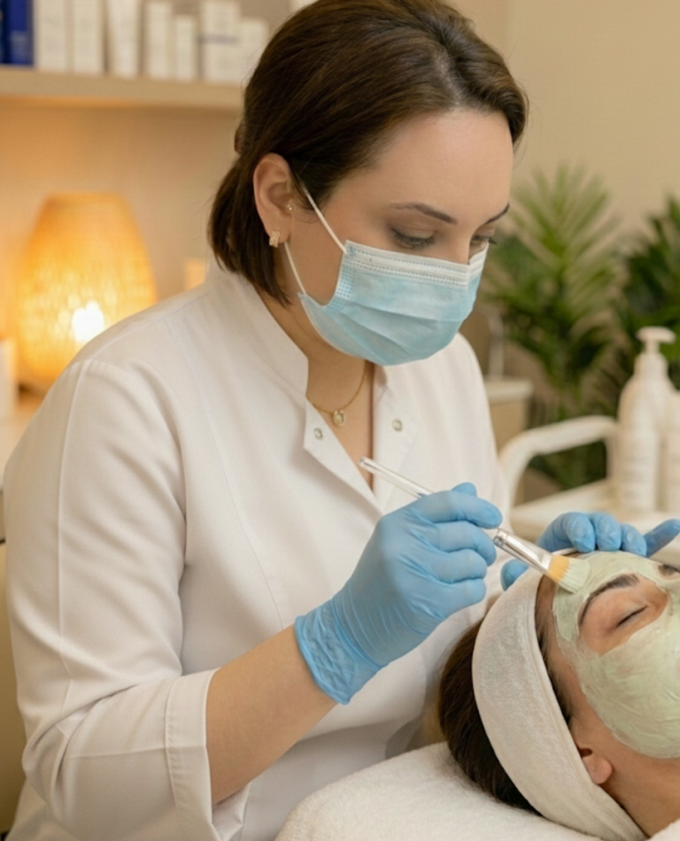 kosmetikstudio-hanau-hautexpertin Kosmetikerin in Hanau bei einer professionellen Gesichtsbehandlung